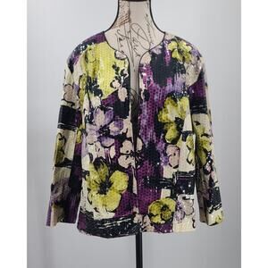 Peck & Peck ladies open front formal jacket Dopamine Glam Shimmer Art Teacher